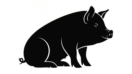 Black silhouette of a pig animal.