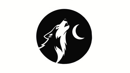 Wolf howling at the moon logo.