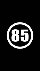 White number eighty five in oval on black number 85 oval shape