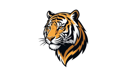 Tiger Head Illustration with Striped Fur.