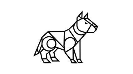Geometric Dog Illustration Simple Line Art.