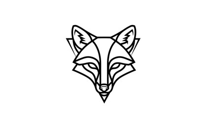 Geometric Fox Head Line Art Illustration.
