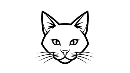 Simple Black and White Cat Illustration.