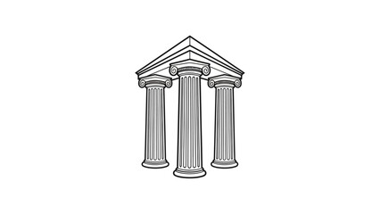 Classic Greek Temple Front Illustration.
