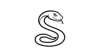 Fototapeta premium Simple Black Line Drawing of a Snake.