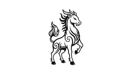 Black and White Horse Illustration Design. © arby