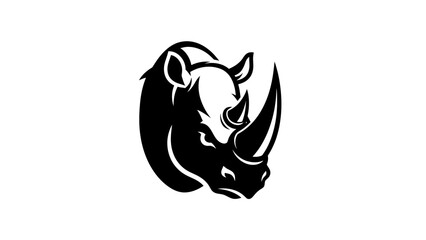 Black and White Rhino Head Illustration. © arby