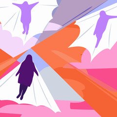 vector illustration of a woman in the mountains