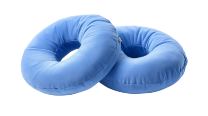 Hemorrhoid relief donut cushion, inflatable ring pillow, round seat cushion transparent png background. Ai generated