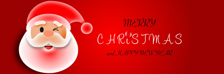 Cute winking Santa Claus character in glassmorphism style, modern 3D Christmas illustration. Perfect for Christmas designs, holiday greetings, seasonal promotions, apps, stickers, and festive branding