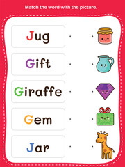 Match the word with the picture. Fun and Educational Worksheet for Preschool and Kindergarten Activities.