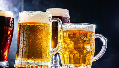  Glasses with different sorts of beer