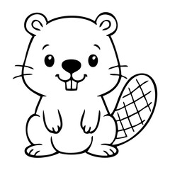 Dibujo sencillo con líneas de castor simpático