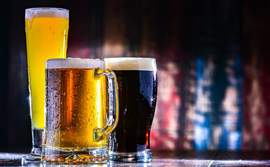 Glasses with different sorts of beer