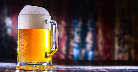 A mug of pale lager beer