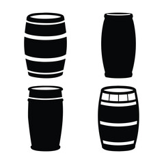 Collection of black barrel silhouettes for various liquids