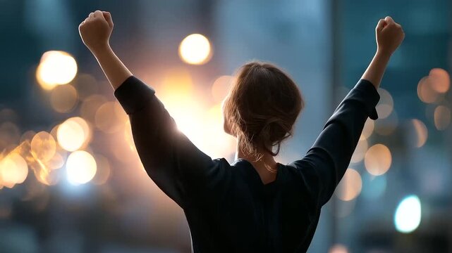 Faceless strong woman breaking free silhouette defocused empowerment background overcoming life difficulties mental strength concept people power resilience visualization per