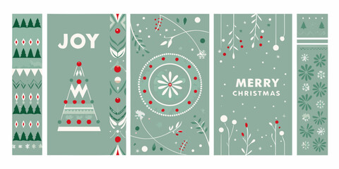 Festive christmas card designs with greenery ornaments and joyful holiday greetings © Ruhidas