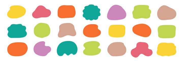 Colorful fluid blob organic shapes set modern color element abstract irregular form