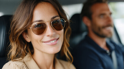 Young couple on road trip adventure in sunny destination