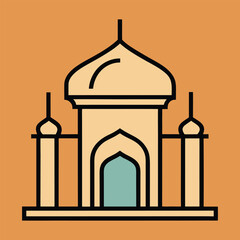 Minimalist islamic prayer hall architectural outline featuring a simple archway design