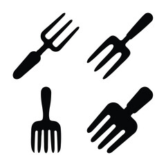 Garden hand fork silhouettes, essential tool for garden work
