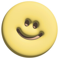 Illustration of inflated happy yellow face in 3D for stickers, model, merchandise, mood, feelings, expression, emoji, emoticon, decorations, shirt print, card, positive vibe, plush toy, kid doll, icon