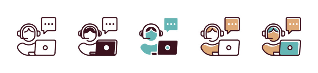 Customer service communication and online support concept with operator and speech bubble flat design vector illustration