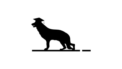 dog school symbol, black isolated silhouette