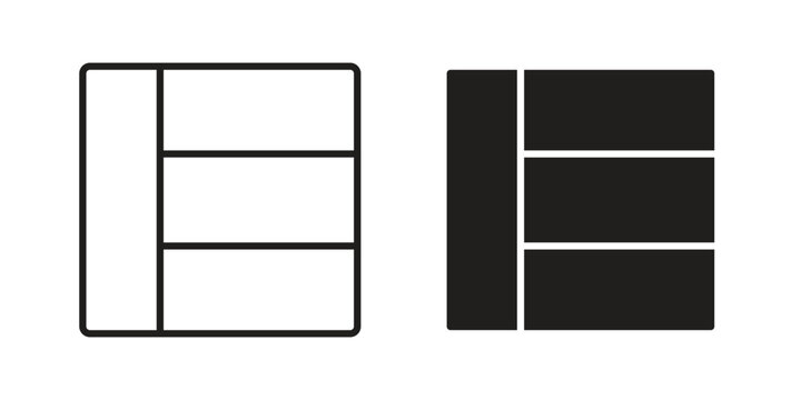 Table layout icon set. Outline symbol editable.