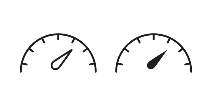 Tachometer icon set. Outline symbol editable.