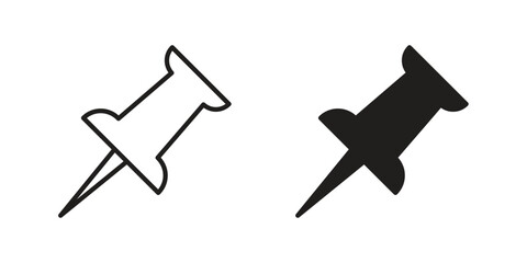Thumbtack icon set. Outline symbol editable.