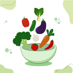 fruit and vegetables Healthy Food Ingredients Vector