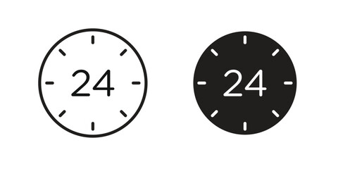 Time twenty four icon set. Outline symbol editable.
