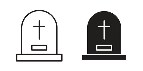 Tombstone icon set. Outline symbol editable.