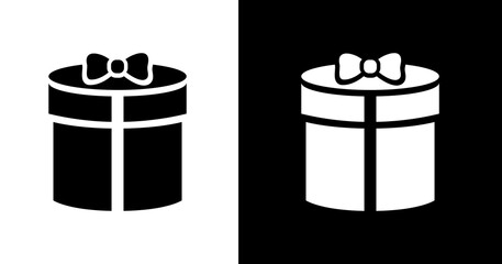 black and white illustration of gift box icon