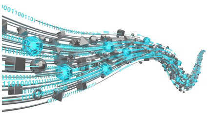 Abstract Digital Data Stream with Geometric Elements