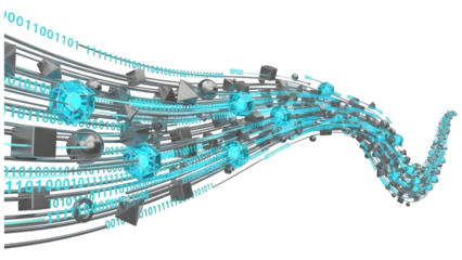 Abstract Digital Data Stream with Geometric Elements