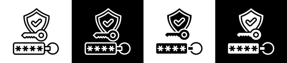 Security Token Icon Set In Black And White Filled Style Collection