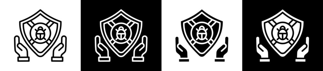 Antivirus Icon Set In Black And White Filled Style Collection
