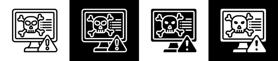 Malware Icon Set In Black And White Filled Style Collection