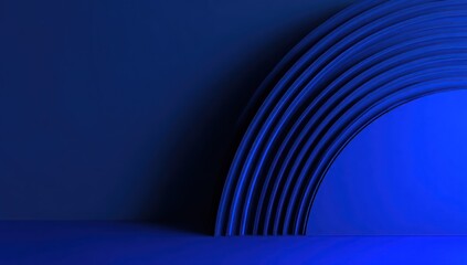 Abstract blue layered arc design with shadows for modern graphic backgrounds