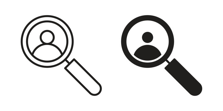 Recruitment icon flat and thin stroke vector pack. Editable icons set