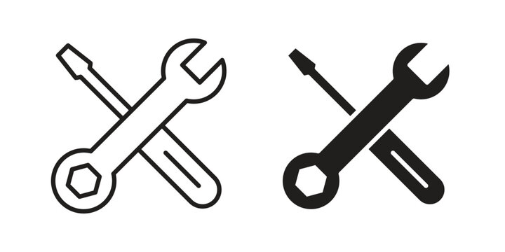 Repair tools icon flat and thin stroke vector pack. Editable icons set