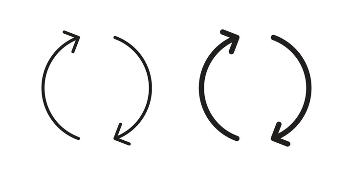 Repeat icon flat and thin stroke vector pack. Editable icons set