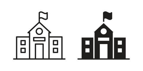 school icon flat and thin stroke vector pack. Editable icons set © Rajes