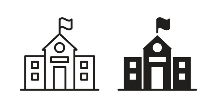 school icon flat and thin stroke vector pack. Editable icons set