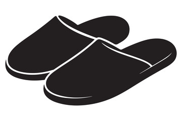 Minimal slipper silhouette icon in black and white
