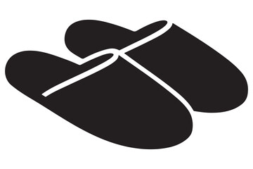 Minimal slipper silhouette icon in black and white
