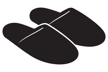 Minimal slipper silhouette icon in black and white
